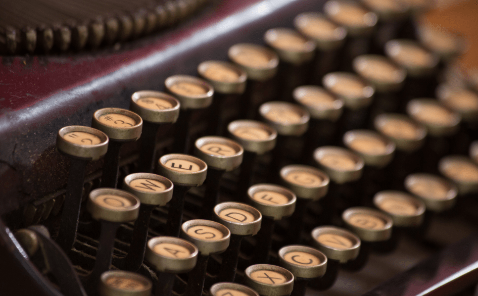 close up of old typewriter keyboard
