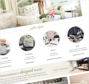 Close up of website homepage