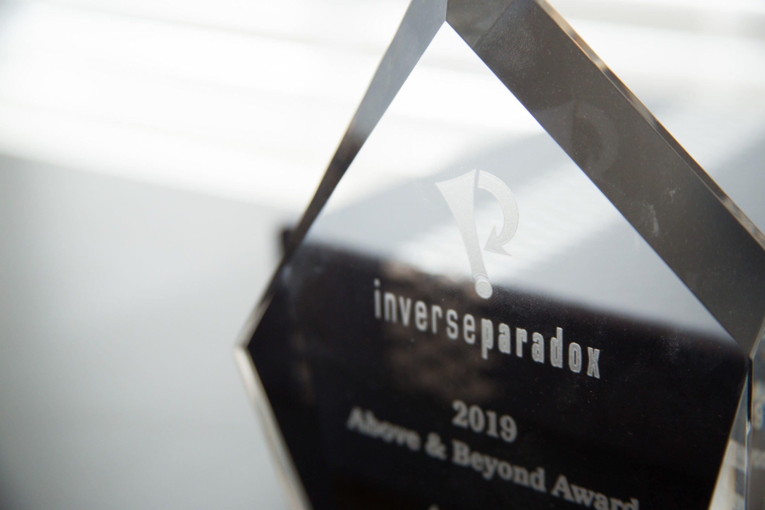 close up of inverse paradox award