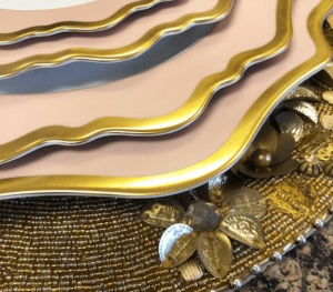 Close up of fine gold china