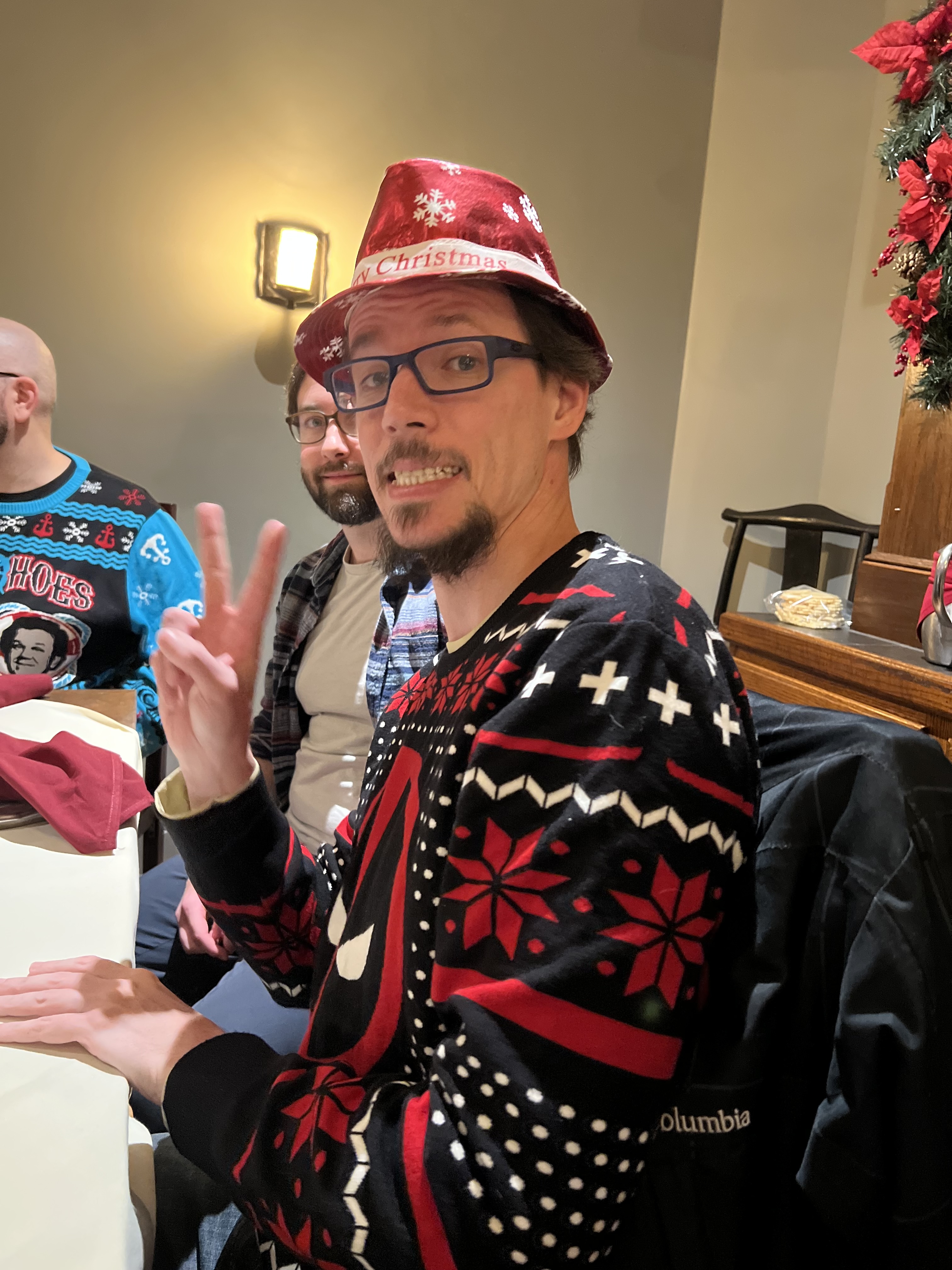 Shawn at company holiday party